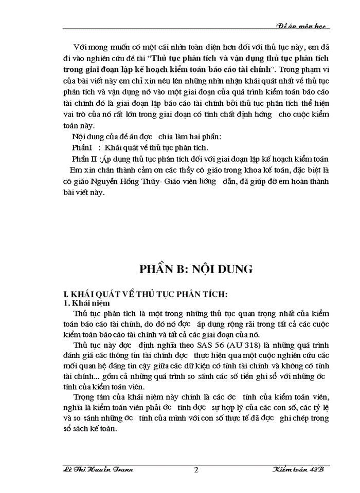 image for page Thủ tục phân tích và vận dụng thủ tục phân tích trong giai đoạn lập kế hoạch Kiểm toán Báo cáo tài chính