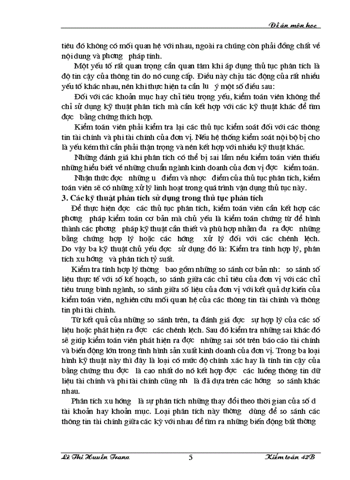 image for page Thủ tục phân tích và vận dụng thủ tục phân tích trong giai đoạn lập kế hoạch Kiểm toán Báo cáo tài chính