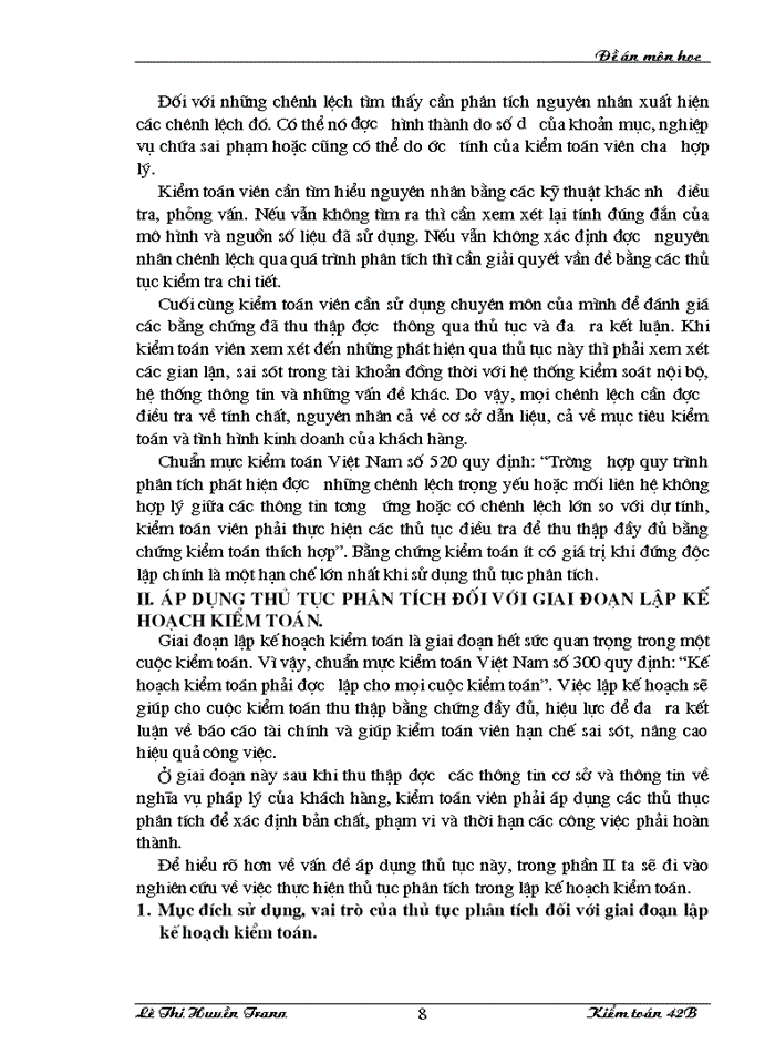 image for page Thủ tục phân tích và vận dụng thủ tục phân tích trong giai đoạn lập kế hoạch Kiểm toán Báo cáo tài chính