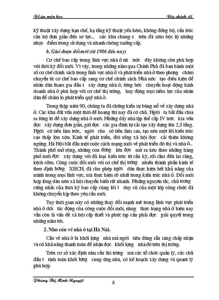 Một số vấn đề về phát triển nhà ở trên địa bàn Thành Phố Hà Nội - Thực trạng và Giải pháp