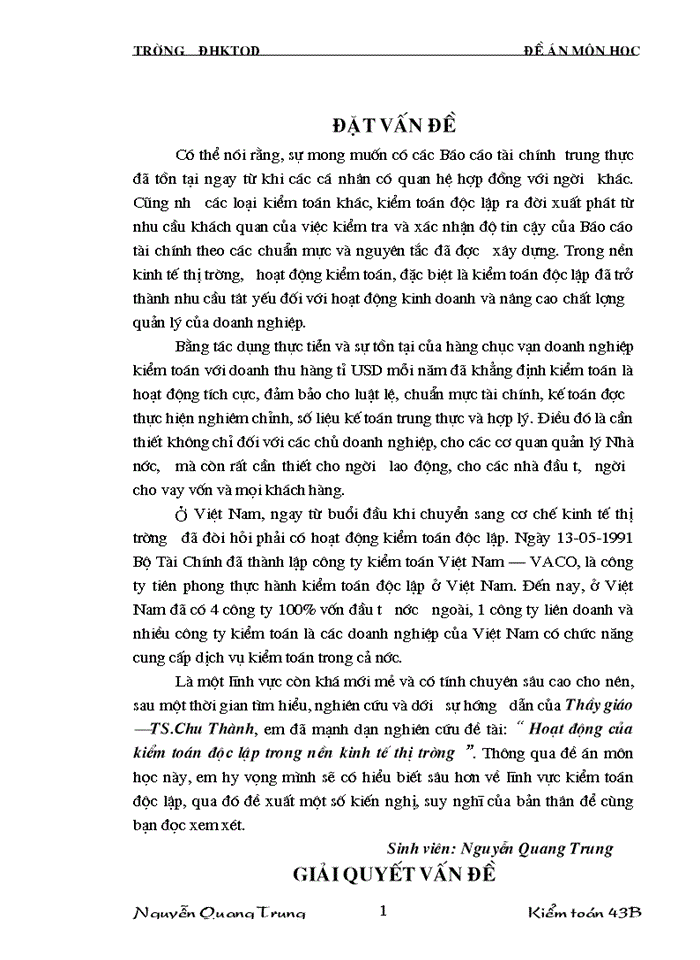 image for page Hoạt động của Kiểm toán độc lập trong nền Kinh tế Thị trường