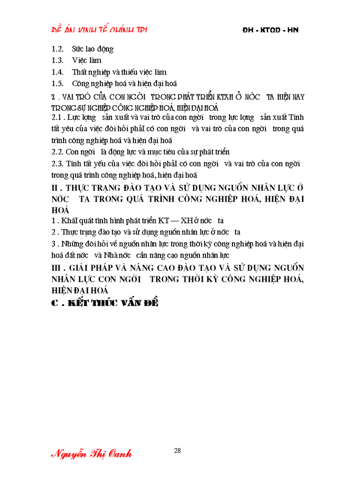 image for page Thực trạng đào tạo và sử dụng nguồn nhân lực ở nước ta trong quá trình Công nghiệp hóa - Hiện đại hóa