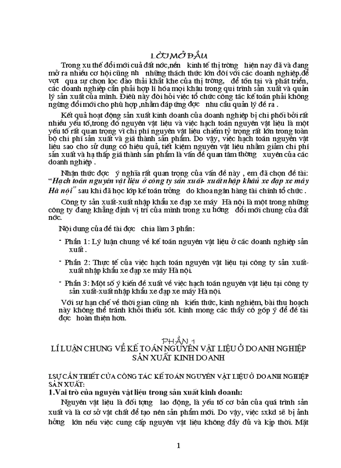 image for page Hạch toán Nguyên vật liệu ở Công ty sản xuất- Xuất nhập khẩu xe đạp xe máy Hà Nội