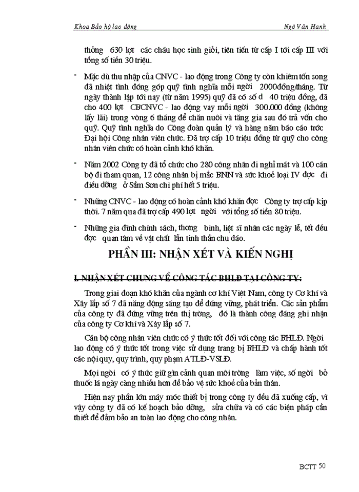 image for page Thực trạng công tác Bảo hiểm Lao động tại Công ty cơ khí và Xây lắp số 7 coma 7