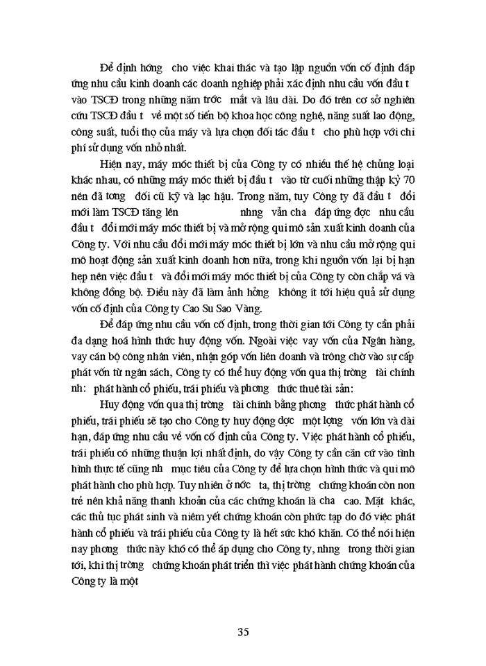 image for page Tình hình quản lý và sử dụng Vốn cố định ở Công ty Cao Su Sao Vàng