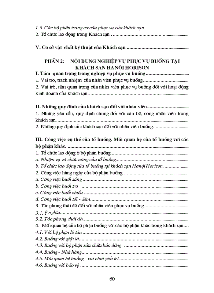 image for page Nội dung nghiệp vụ phục vụ buồng tại khách sạn Hà Nội Horison