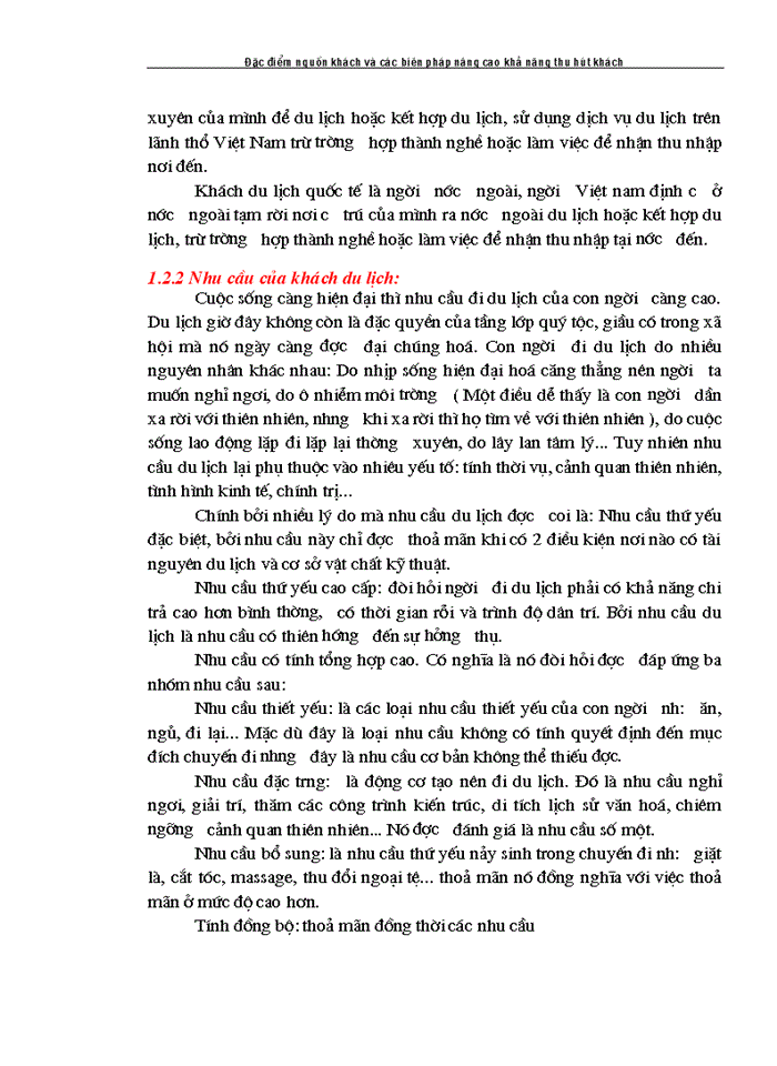 image for page Đặc điểm nguồn khách và các biện pháp nâng cao khả năng thu hút khách