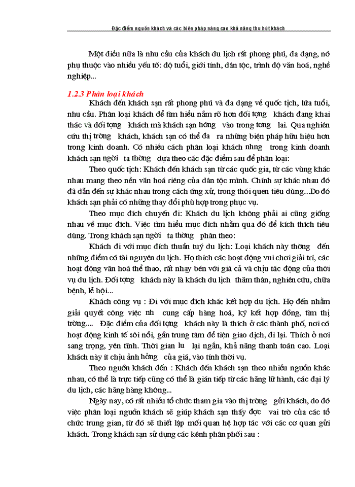 image for page Đặc điểm nguồn khách và các biện pháp nâng cao khả năng thu hút khách