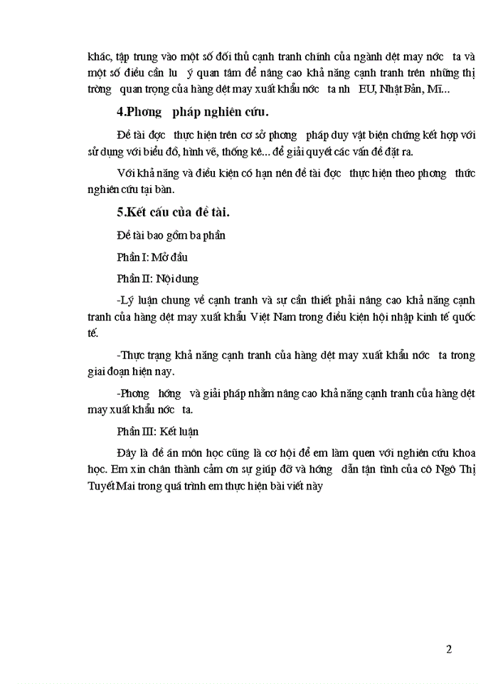 image for page Thực trạng sức cạnh tranh của hàng Xuất khẩu dệt may nước ta trong giai đoạn hiện nay