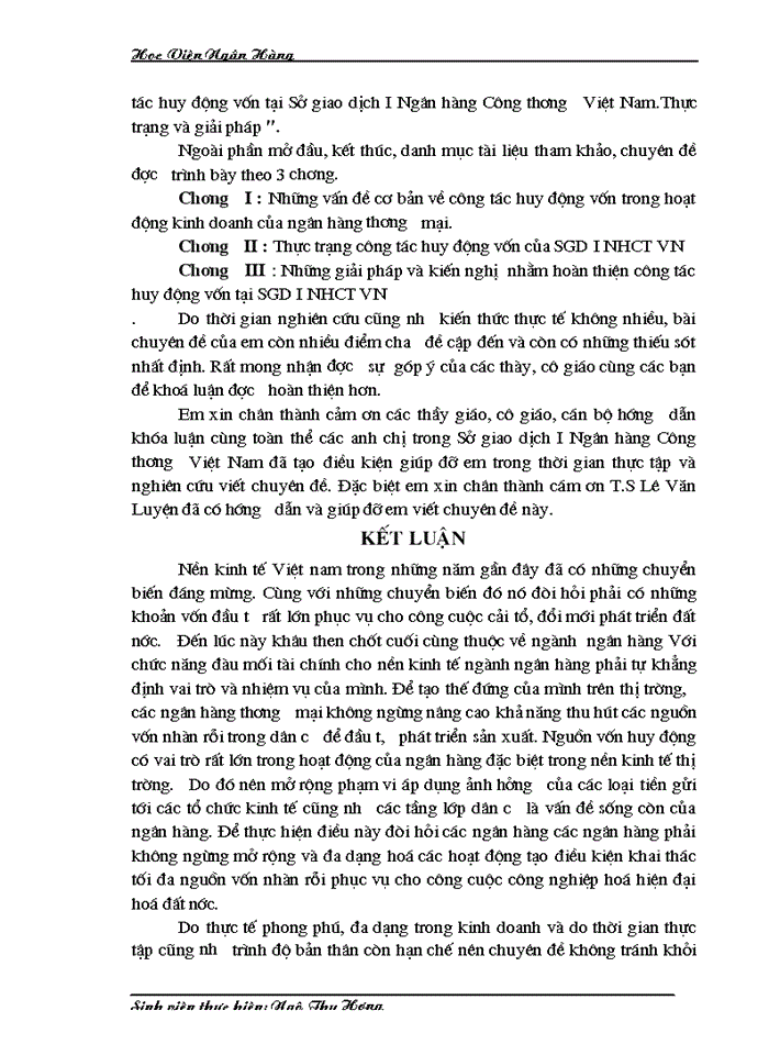 image for page Công tác huy động vốn tại Sở giao dịch I Ngân hàng Công thương Việt Nam Thực trạng và Giải pháp