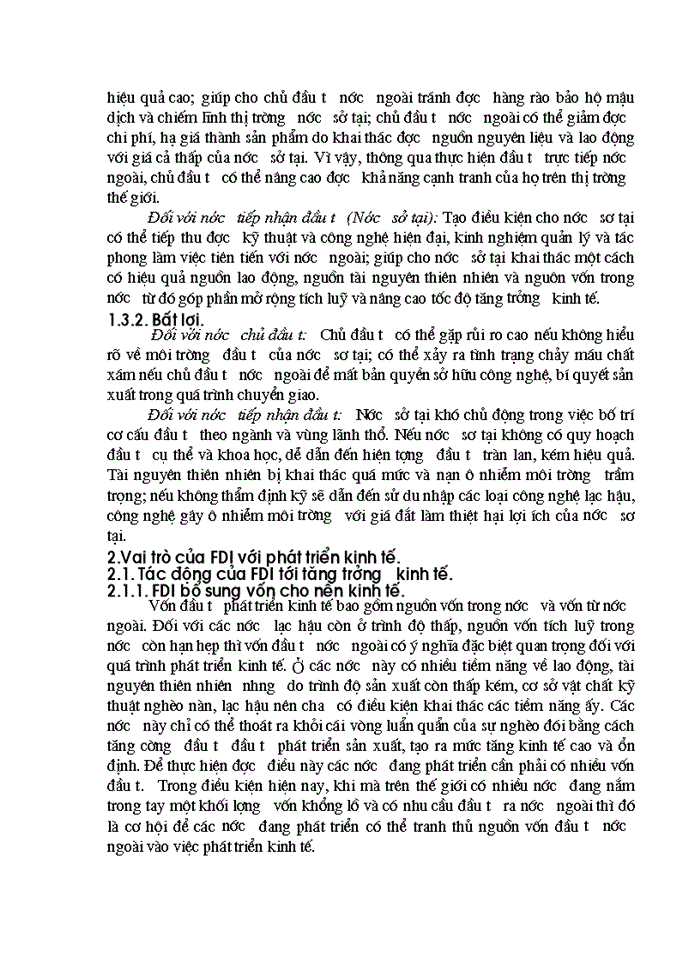 Vai trò của nguồn vốn đầu tư trực tiếp nước ngoài FDI với phát triển kinh tế Việt Nam