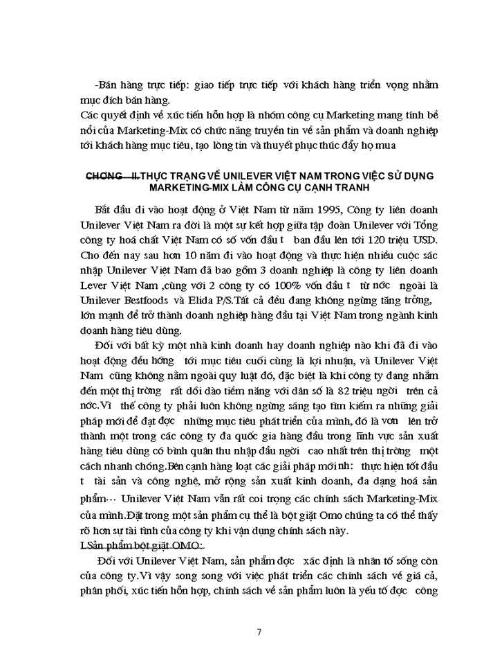 image for page Thực trạng về Unilever Việt Nam trong việc sử dụng Marketing-Mix làm công cụ cạnh tranh