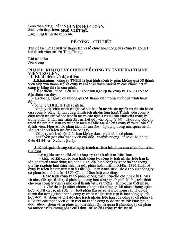 image for page Pháp luật về thành lập và tổ chức hoạt động của Công ty Trách nhiệm Hữu hạn hai thành viên trở lên Tùng Phương