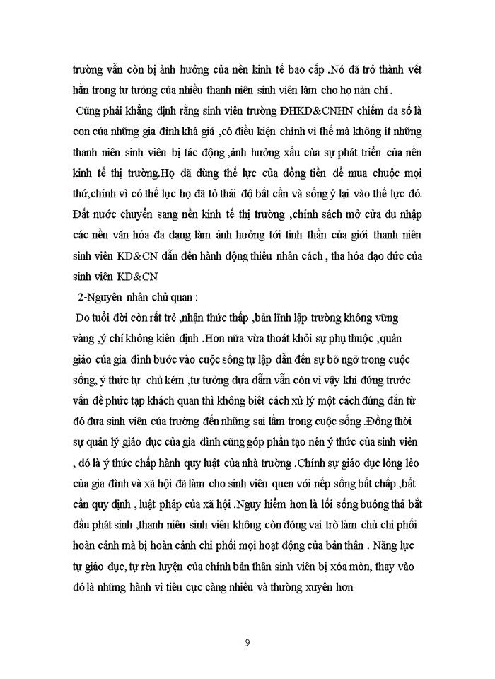 image for page Thực trạng phẩm chất đạo đức của thanh niên sinh viên trường ĐHKDvàcông nghiệp hóa N và nguyên nhân của nó