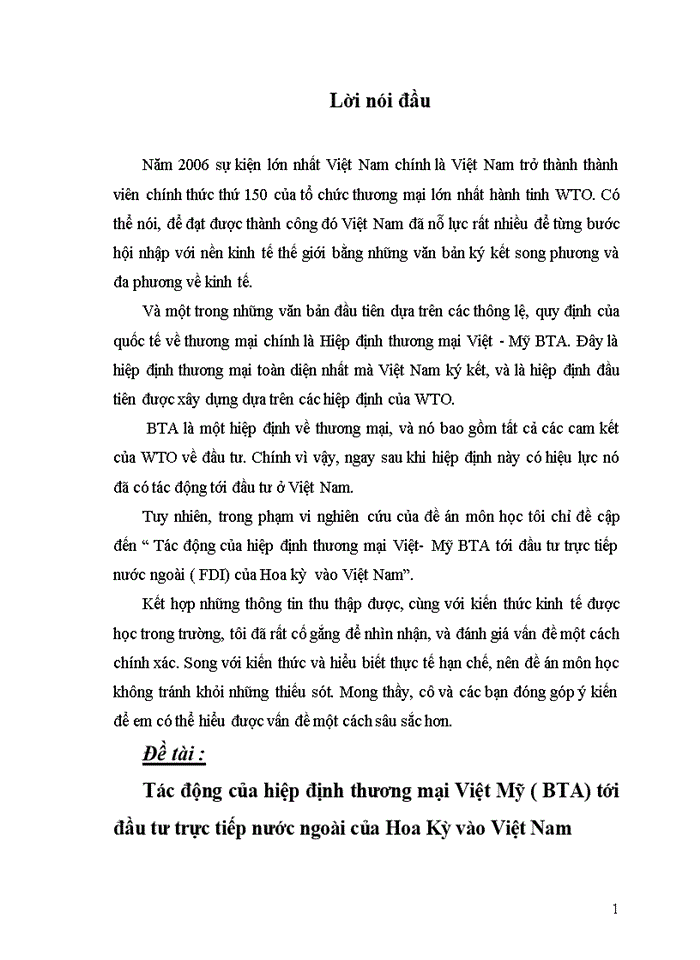 image for page Tác động của hiệp định Thương mại Việt Mỹ BTA tới đầu tư trực tiếp nước ngoài của Hoa Kỳ vào Việt Nam