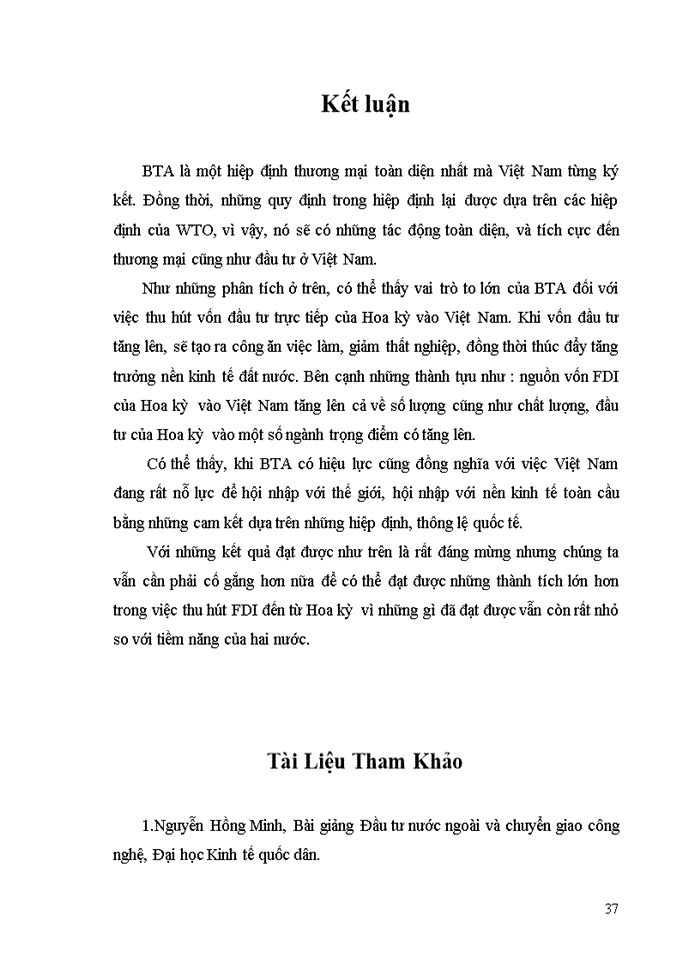 image for page Tác động của hiệp định Thương mại Việt Mỹ BTA tới đầu tư trực tiếp nước ngoài của Hoa Kỳ vào Việt Nam