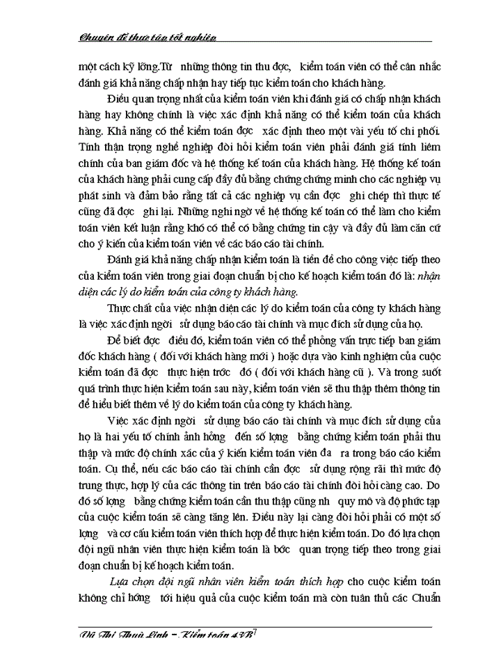 image for page Hoàn thiện lập kế hoạch Kiểm toán Báo cáo tài chính do Công ty Cổ phần Kiểm toán và Tư vấn Thăng Long thực hiện