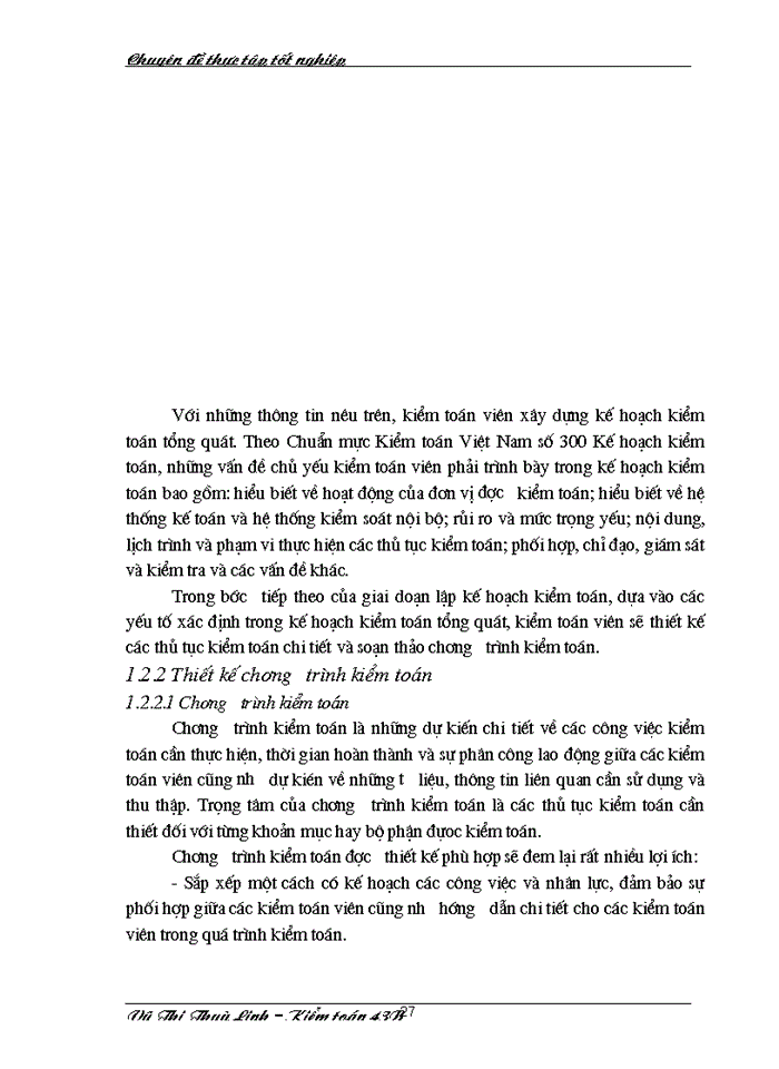 image for page Hoàn thiện lập kế hoạch Kiểm toán Báo cáo tài chính do Công ty Cổ phần Kiểm toán và Tư vấn Thăng Long thực hiện