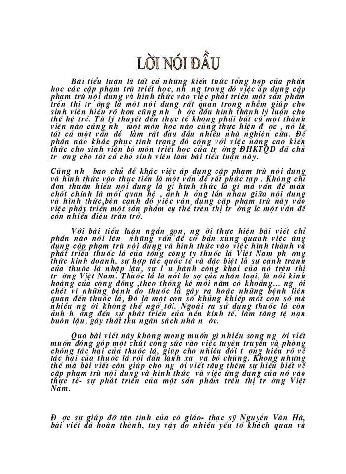 image for page Việc áp dụng cặp phạm trù nội dung và hình thức vào việc hình thành và phát triển thuốc lá vinataba trên thị trường