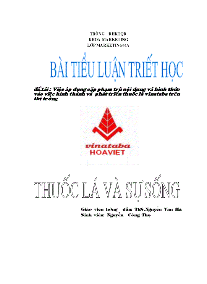 image for page Việc áp dụng cặp phạm trù nội dung và hình thức vào việc hình thành và phát triển thuốc lá vinataba trên thị trường