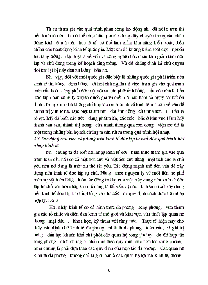 image for page Nguyên lý về mối liên hệ phổ biến và vận dụng phân tích mối liên hệ giữa Xây dựng một nền kinh tế độc lập tự chủ với vấn đề hội nhập kinh tế quốc tế