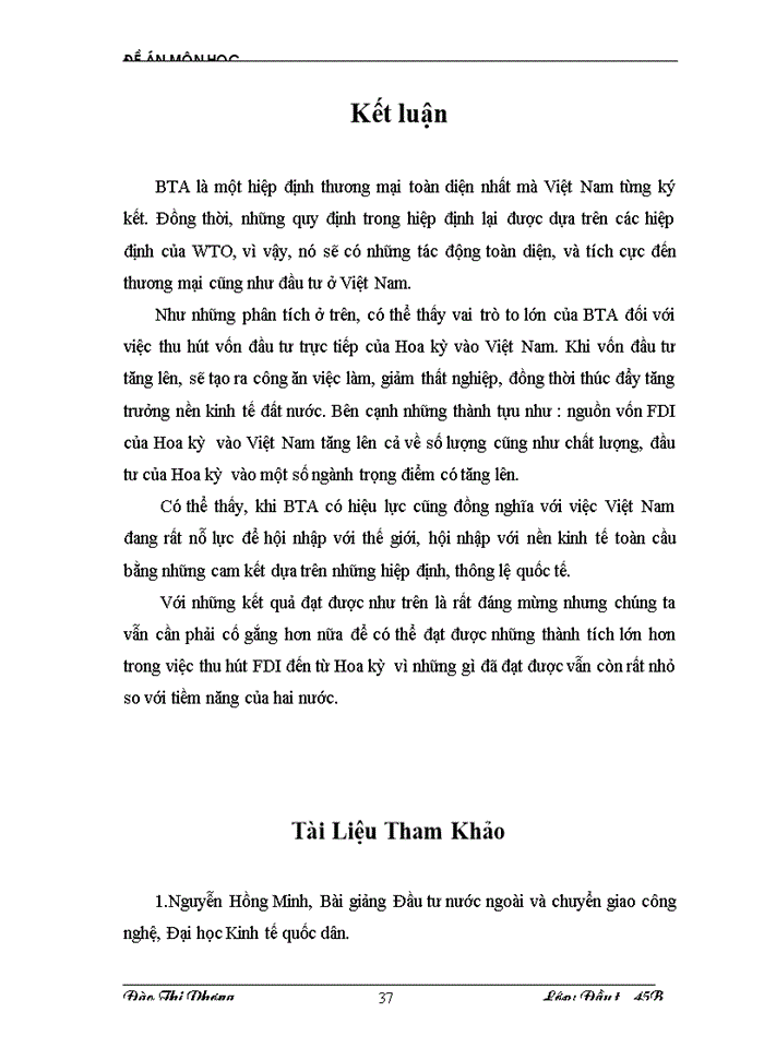 image for page Tác động của hiệp định Thương mại Việt Mỹ BTA tới đầu tư trực tiếp nước ngoài của Hoa Kỳ vào Việt Nam