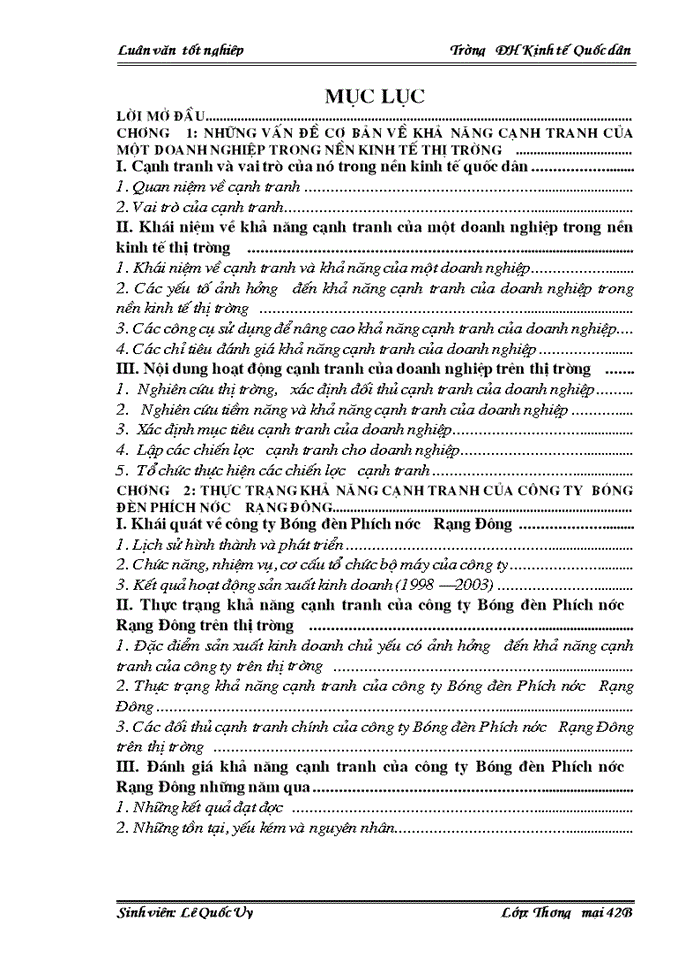 THS Một số biện pháp nhằm nâng cao khả năng cạnh tranh của Công ty Bóng đèn Phích nước Rạng Đông