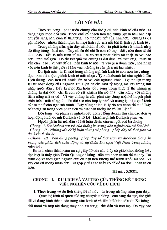 image for page Dãy số thời gian trong việc phân tích và dự đoán thống kê về Du Lịch