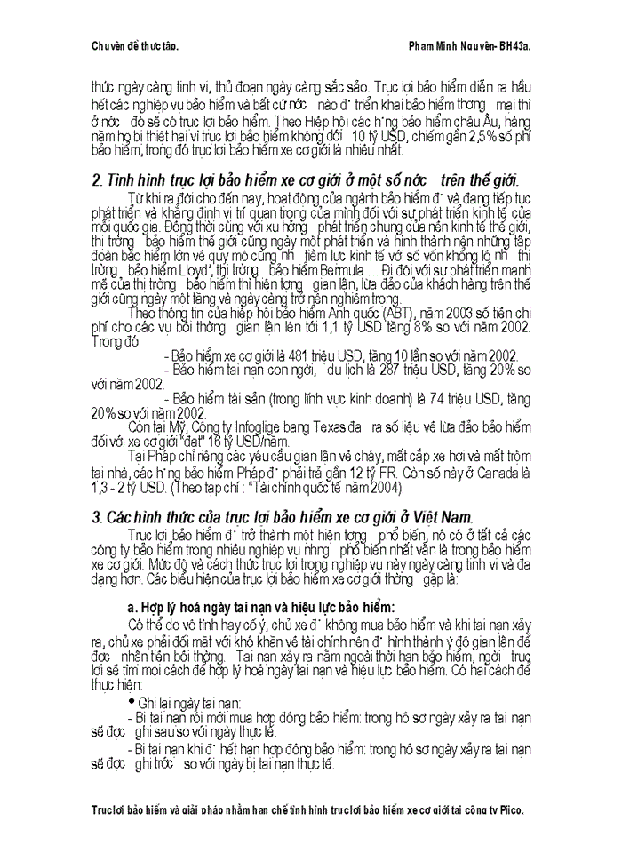 image for page Trục lợi Bảo hiểm và Giải pháp nhằm hạn chế tình hình trục lợi Bảo hiểm xe cơ giới tại Công ty Pjico