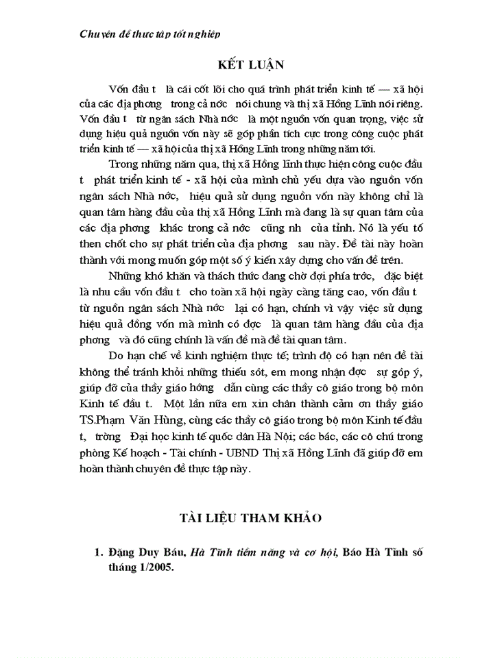 image for page Thực trạng và Giải pháp sử dụng hiệu quả vốn đầu tư từ ngân sách cho đầu tư phát triển trên địa bàn thị xã Hồng Lĩnh tỉnh Hà Tĩnh giai đoạn 2000 - 2010