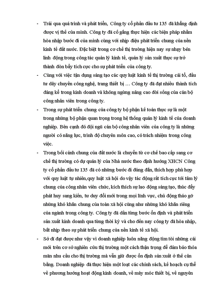 image for page Giới thiệu tóm tắt Công ty cổ phần đầu tư 135