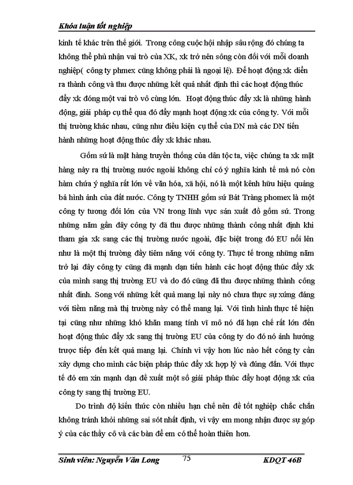 image for page Một số Giải pháp thúc đẩy hoạt động Xuất khẩu của Công ty Trách nhiệm Hữu hạn gốm sứ Bát Tràng phomex sang thị trường Châu Âu