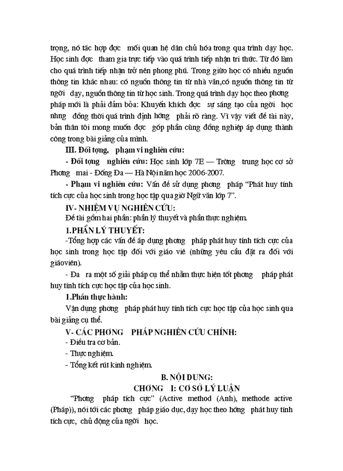 image for page Phát huy tính tịch cực học tập của học sinh qua giờ Ngữ văn ở lớp 7