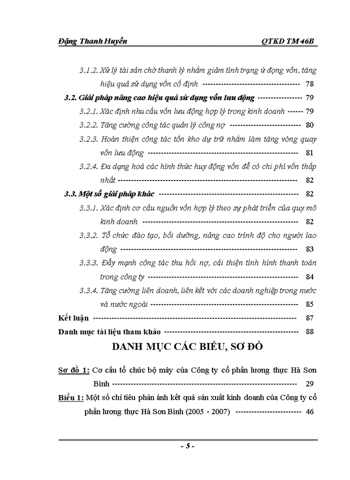 Thực trạng và Một số Giải pháp nâng cao hiệu quả sử dụng vốn tại Công ty cổ phần lương thực Hà Sơn Bình