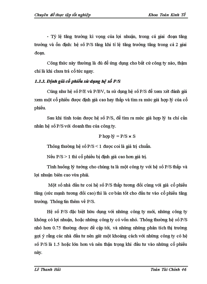 image for page Sử dụng Một số hệ số tài chính trong định giá cổ phiếu trên thị trường Chứng khoán Việt Nam