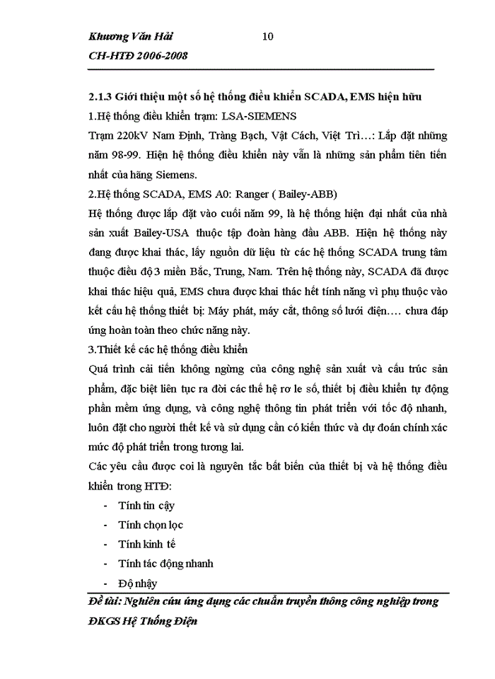 image for page Nghiên cứu ứng dụng các chuẩn truyền thông Công nghiệp trong ĐKGS Hệ Thống Điện