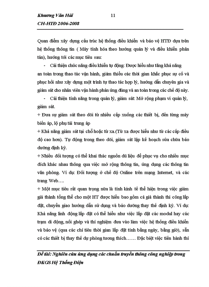 image for page Nghiên cứu ứng dụng các chuẩn truyền thông Công nghiệp trong ĐKGS Hệ Thống Điện