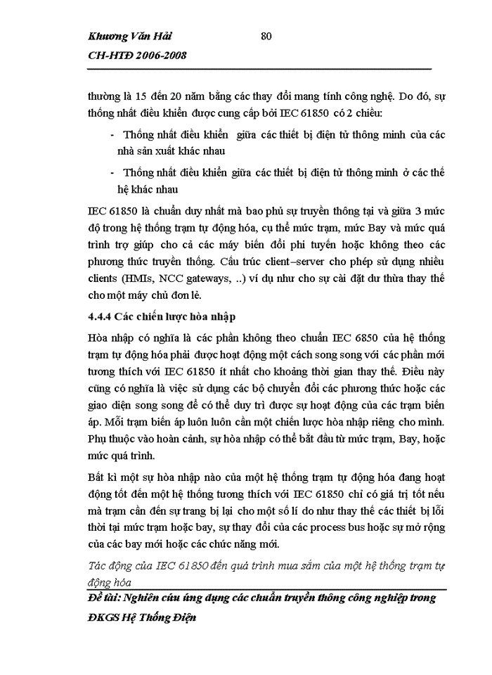 image for page Nghiên cứu ứng dụng các chuẩn truyền thông Công nghiệp trong ĐKGS Hệ Thống Điện