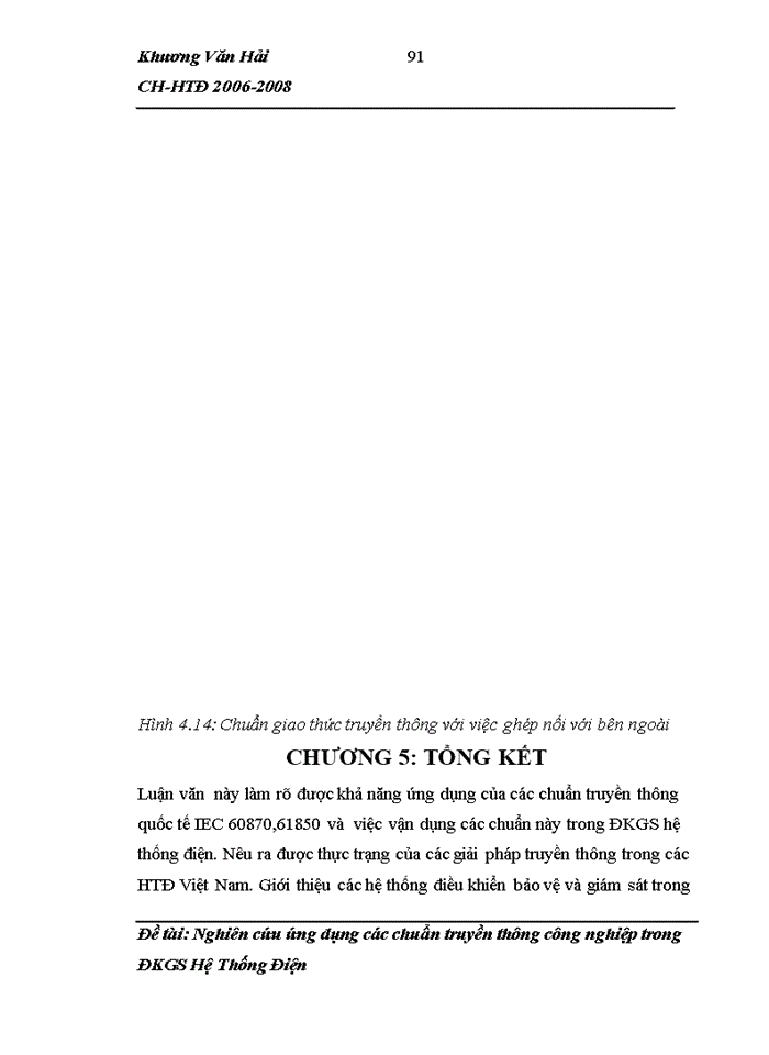 image for page Nghiên cứu ứng dụng các chuẩn truyền thông Công nghiệp trong ĐKGS Hệ Thống Điện