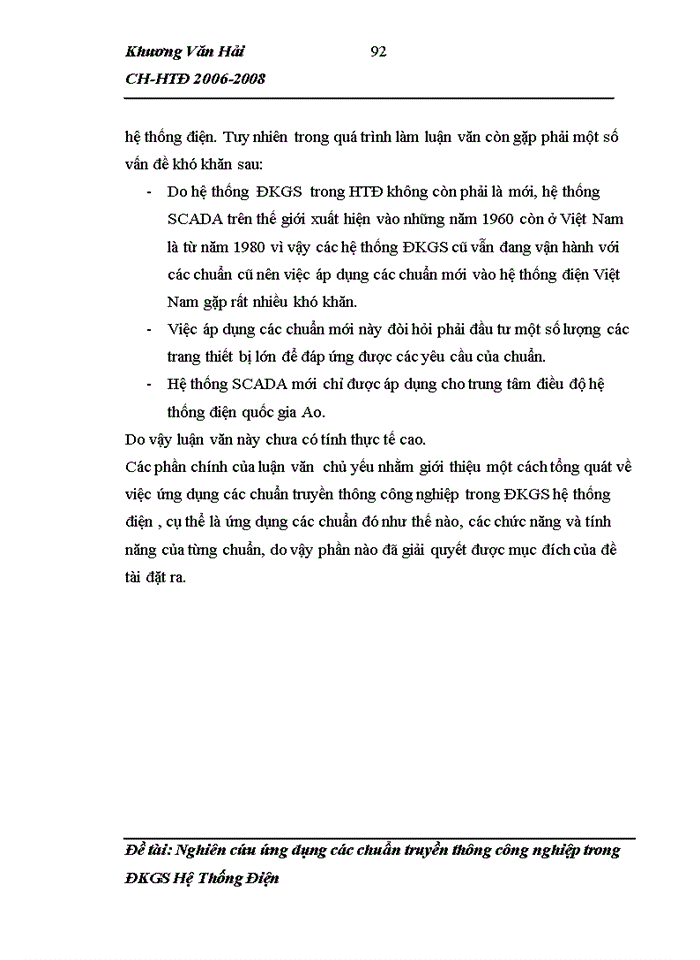 image for page Nghiên cứu ứng dụng các chuẩn truyền thông Công nghiệp trong ĐKGS Hệ Thống Điện