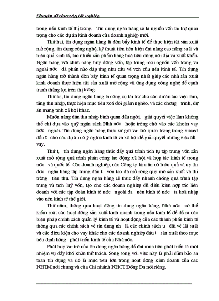 image for page Một số Giải pháp hạn chế rủi ro an toàn tín dụng đối với kinh tế ngoài quốc doanh tại Ngân hàng công thương Đống Đa