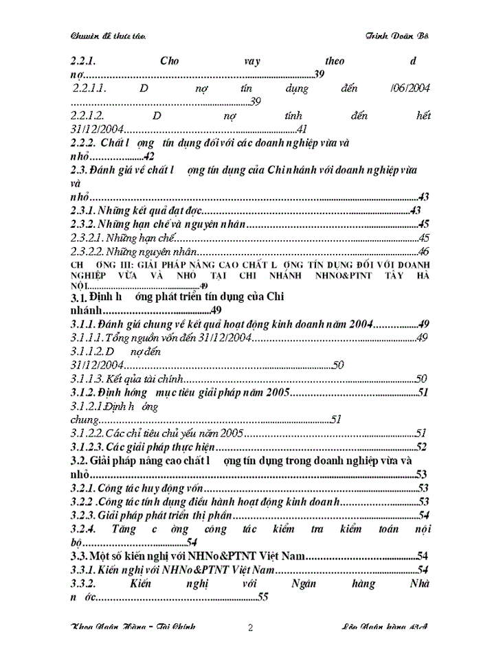 image for page Giải pháp nâng cao chất lượng tín dụng đối với các Doanh nghiệp vừa và nhỏ tại Chi nhánh Ngân hàng Nông nghiệp và Phát triển Nông thôn Tây Hà Nội