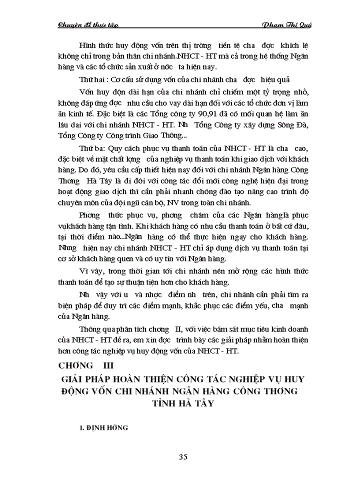 image for page Giải pháp nâng cao nghiệp vụ hoạt động huy động vốn tại Ngân hàng Công Thương Tỉnh Hà Tây