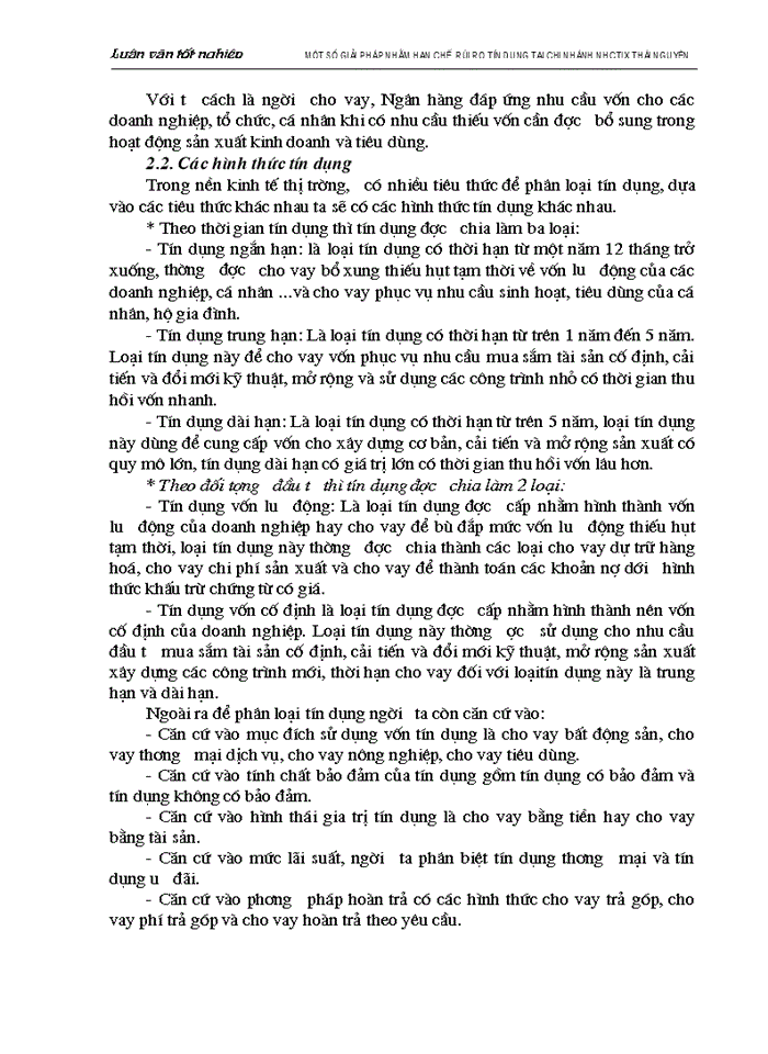image for page Một số biện pháp nhằm hạn chế rủi ro tín dụng tại chi nhánh Ngân hàng Công thương Lưu Xá Thái Nguyên