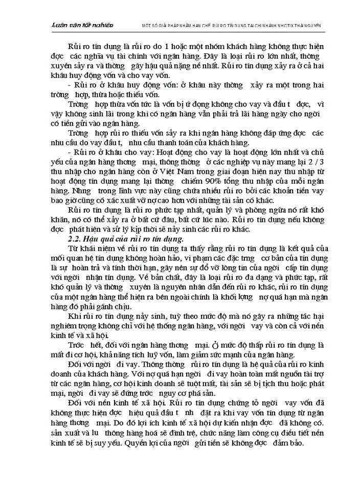 image for page Một số biện pháp nhằm hạn chế rủi ro tín dụng tại chi nhánh Ngân hàng Công thương Lưu Xá Thái Nguyên