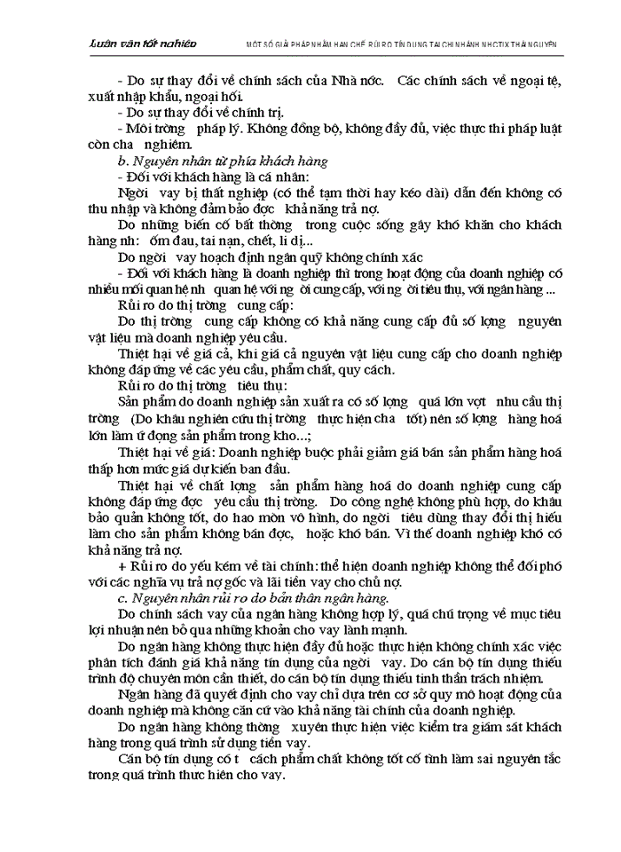 image for page Một số biện pháp nhằm hạn chế rủi ro tín dụng tại chi nhánh Ngân hàng Công thương Lưu Xá Thái Nguyên