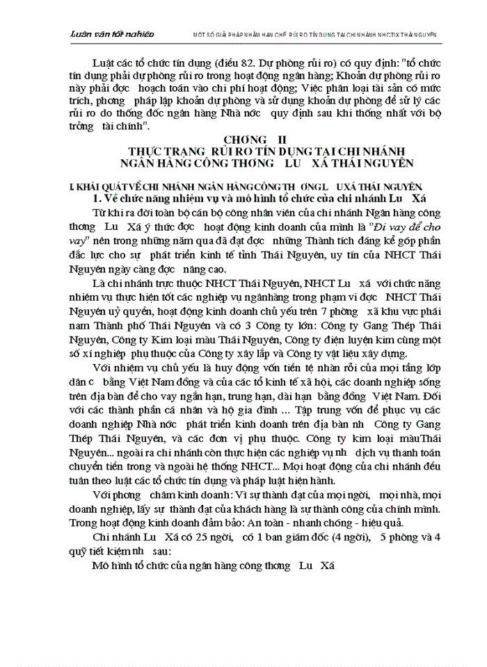 image for page Một số biện pháp nhằm hạn chế rủi ro tín dụng tại chi nhánh Ngân hàng Công thương Lưu Xá Thái Nguyên