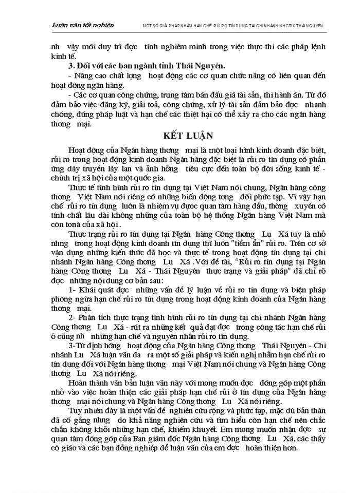 image for page Một số biện pháp nhằm hạn chế rủi ro tín dụng tại chi nhánh Ngân hàng Công thương Lưu Xá Thái Nguyên