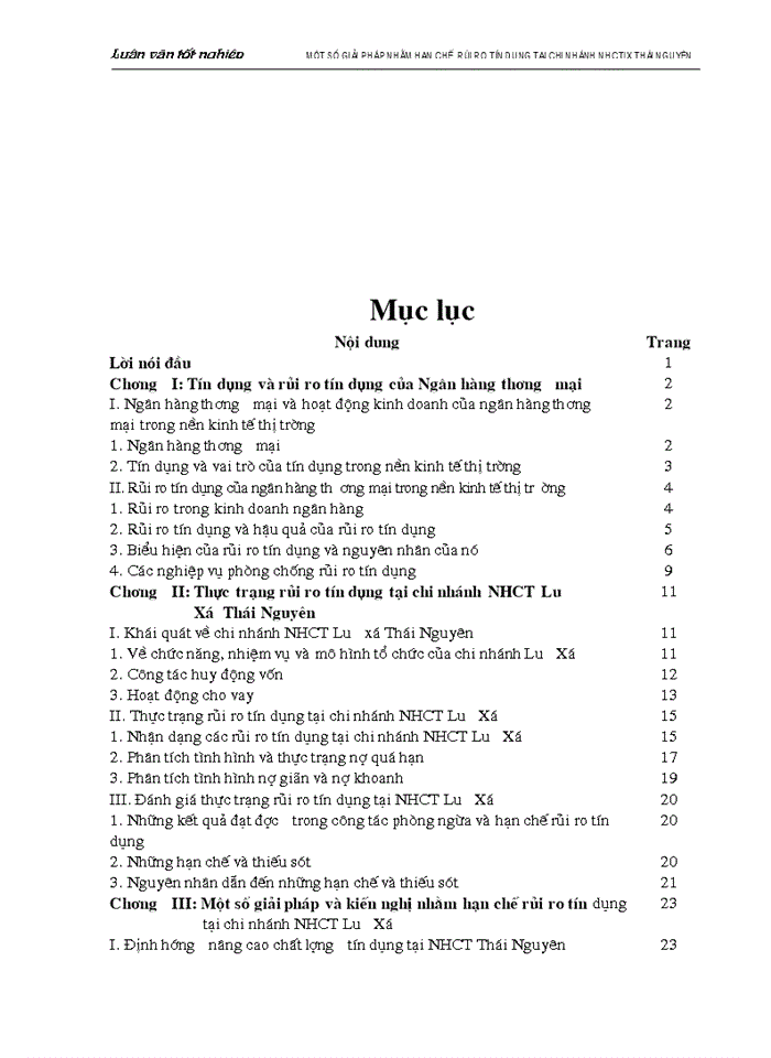 image for page Một số biện pháp nhằm hạn chế rủi ro tín dụng tại chi nhánh Ngân hàng Công thương Lưu Xá Thái Nguyên