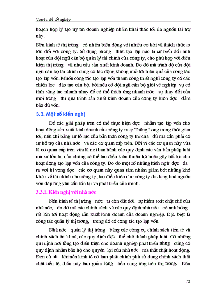 image for page Giải pháp chủ yếu tạo lập vốn cho hoạt động Sản xuất Kinh doanh ở Công ty cổ phần May Thăng Long